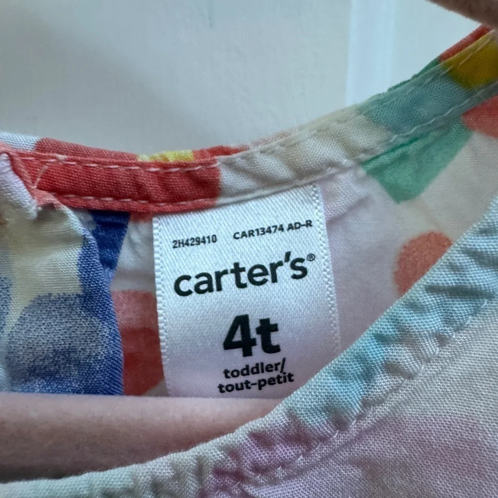 Carter's 4T Girls Multicolor Floral Short Sleeve Shirt Blouse Top